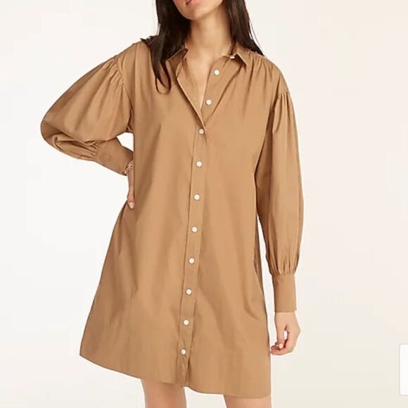 NWT J.Crew Puff-Sleeve Poplin Mini Shirtdress - Picture 6 of 9